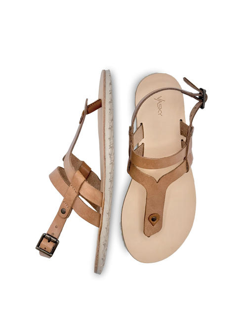 Vasky Christy Natur – kožené barefoot sandály hnědé