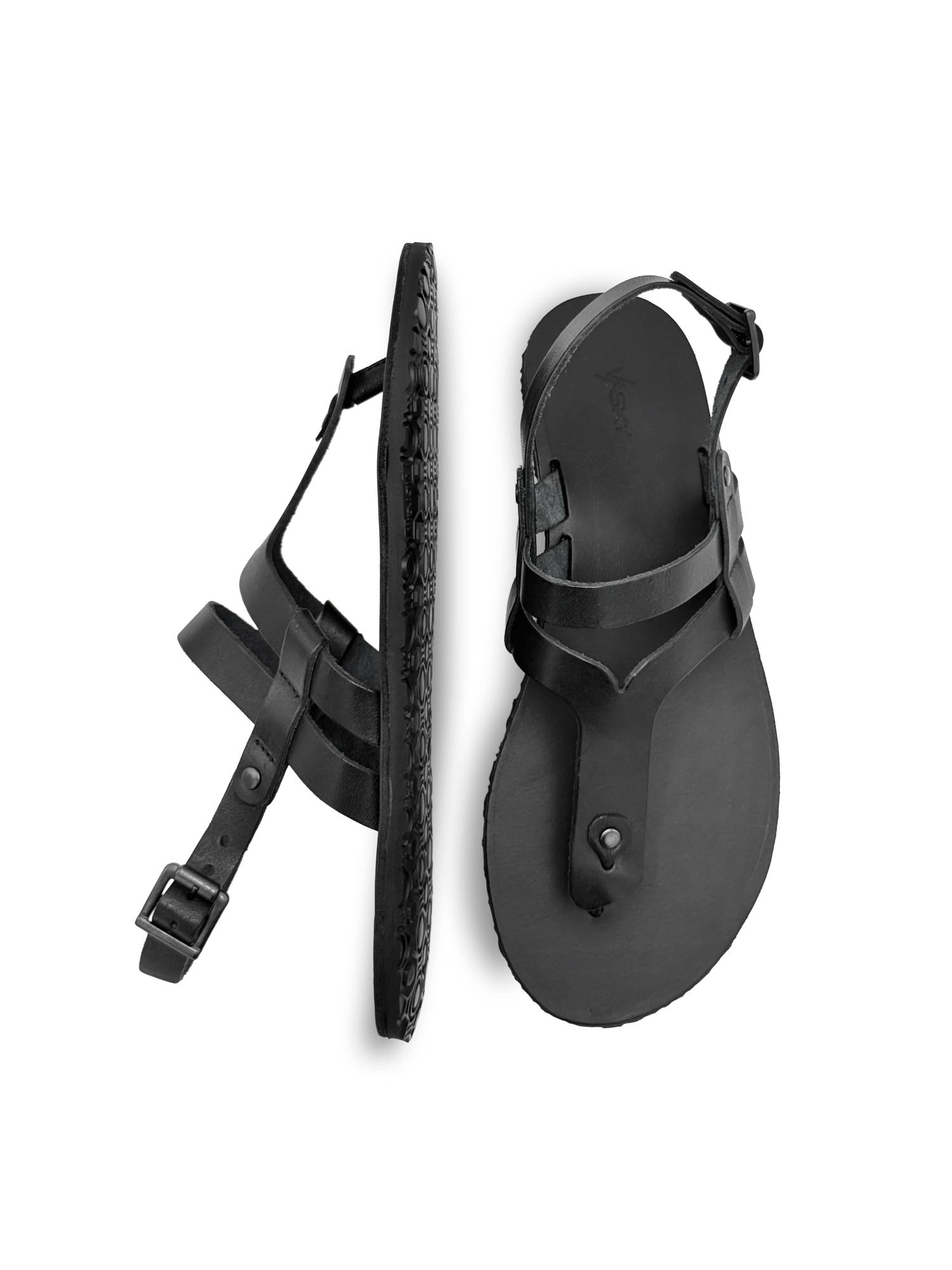 Vasky Christy Black – kožené barefoot sandály černé