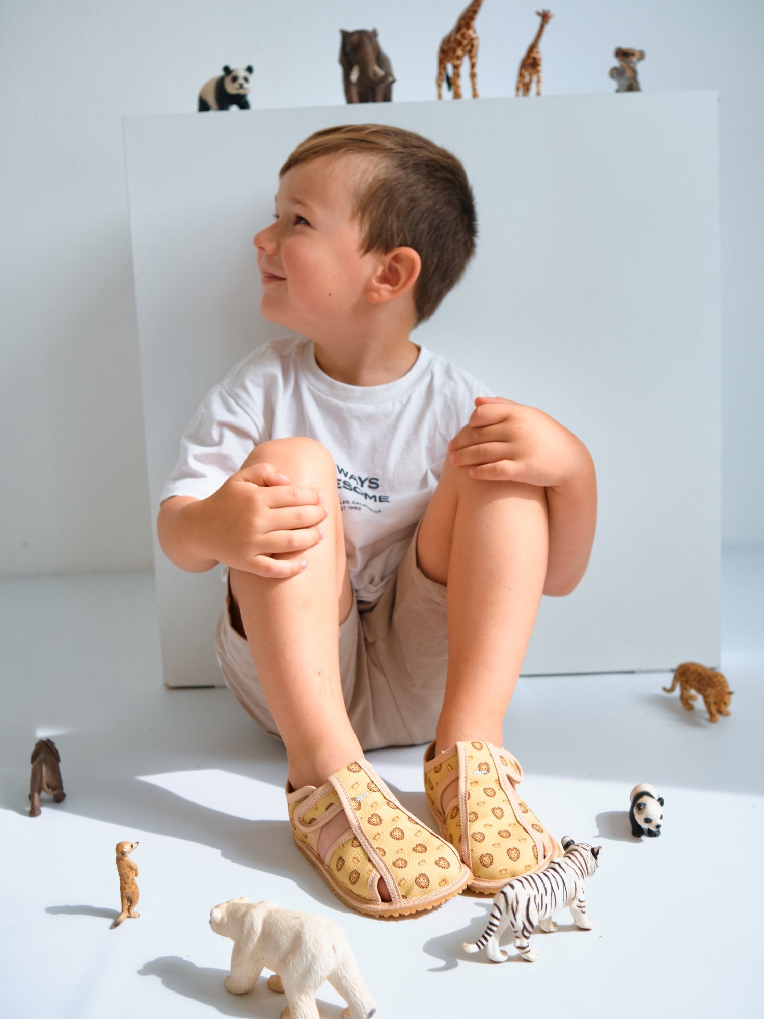 Dětské barefoot papučky Happy se lvíčky